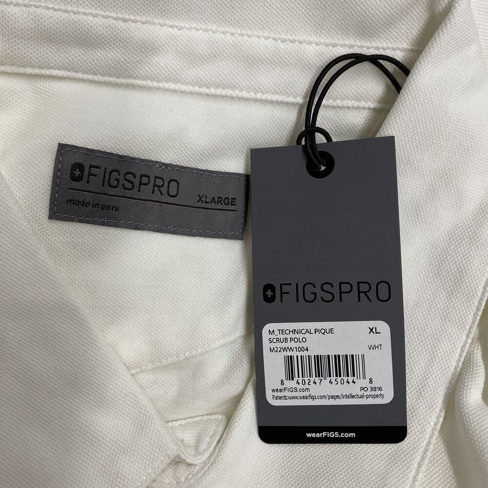 FIGS PRO Men’s XL Technical Pique Scrub Polo White NWT Pima Cotton M22WW1004 - Picture 3 of 15